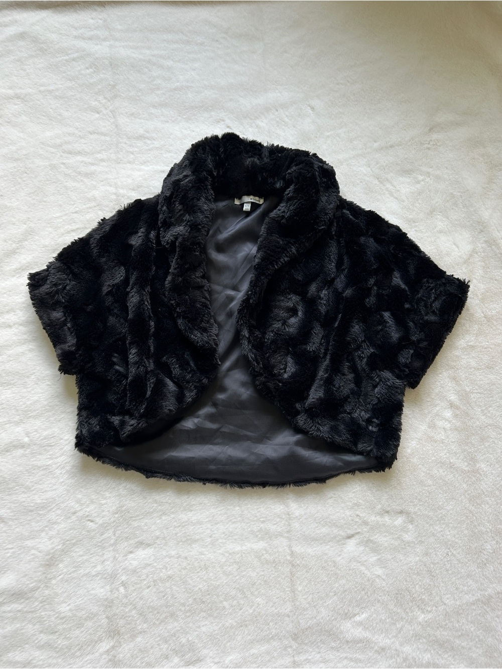 WD.NY Black Faux Fur Shrug Jacket